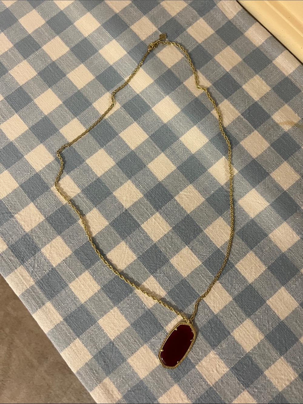 Kendra Scott Gold Necklace with Maroon Pendant